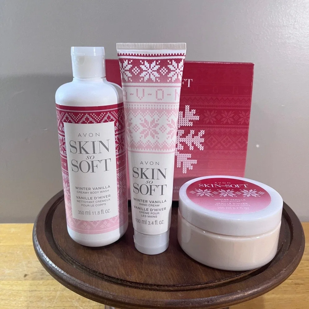 Avon Skin So Soft Winter Vanilla Collection 3pc Gift Set Body Wash Butter Cream